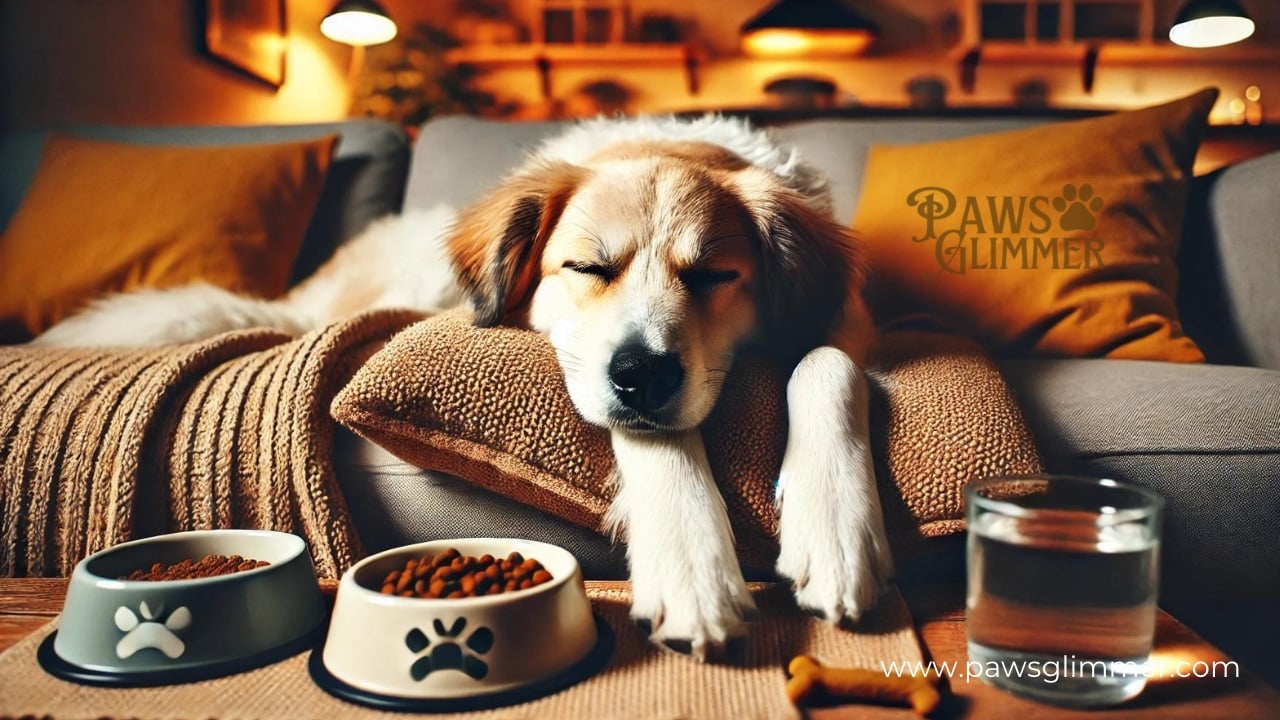 Lethargic Dog Eats and Drinks,